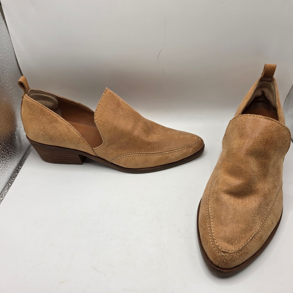 Lucky Brand Manzan Tan Leather Side Cutout Pointed Toe Booties Mens 7M 37.5